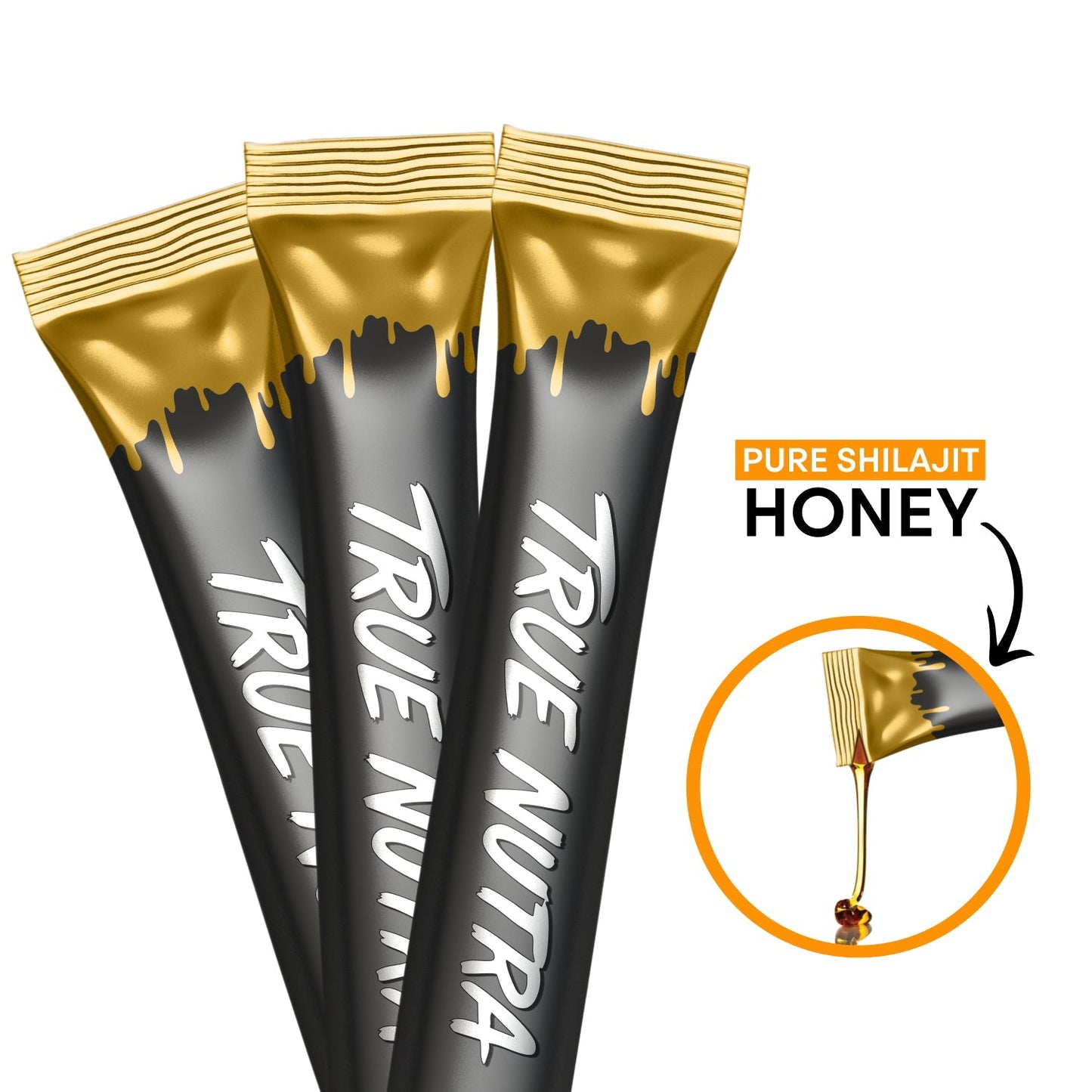 3 True Nutra Pure Himalayan Shilajit Honey Sticks with Raw Organic Honey Fulvic Acid 85+ Essential Minerals Fast Absorbing Long Lasting 10 Sticks (Copy)