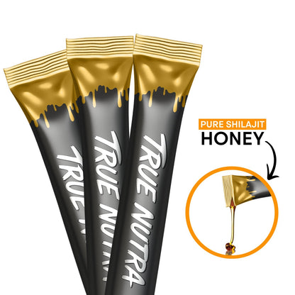 3 True Nutra Pure Himalayan Shilajit Honey Sticks with Raw Organic Honey Fulvic Acid 85+ Essential Minerals Fast Absorbing Long Lasting 10 Sticks (Copy)